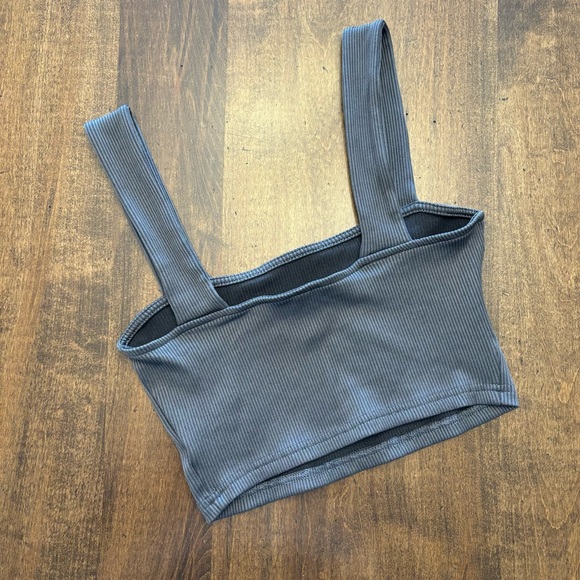 Slate Blue/Grey Ribbed Crop Top - Picture 5 of 8